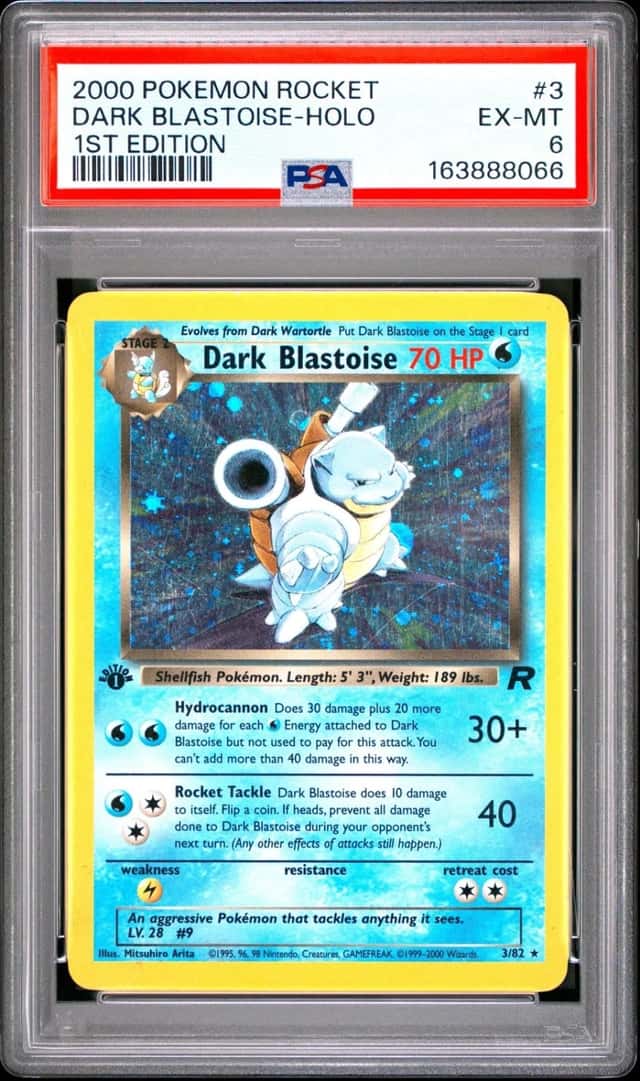 2000 POKEMON ROCKET 1ST EDITION #3 DARK BLASTOISE-HOLO PSA 6