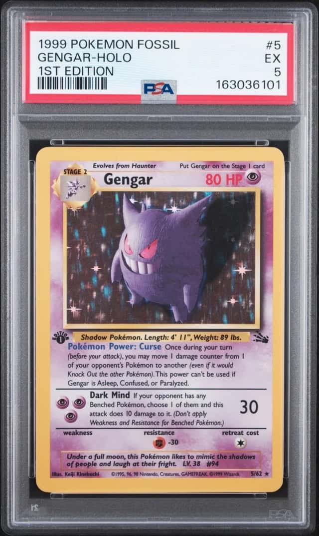 1999 POKEMON FOSSIL 1ST EDITION #5 GENGAR-HOLO PSA 5