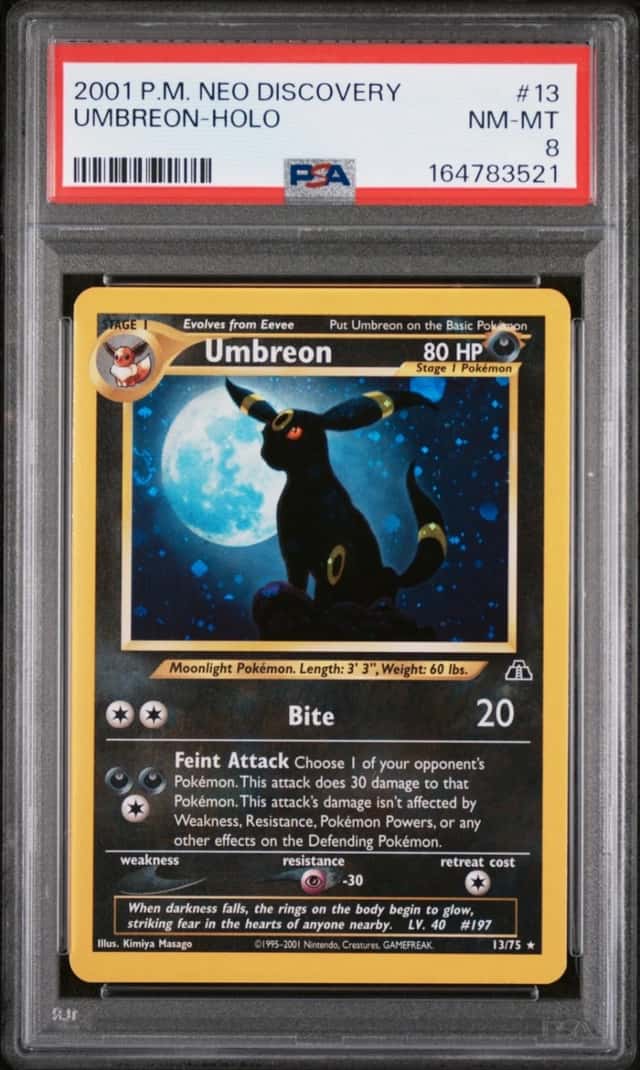 2001 POKEMON NEO DISCOVERY #13 UMBREON-HOLO PSA 8