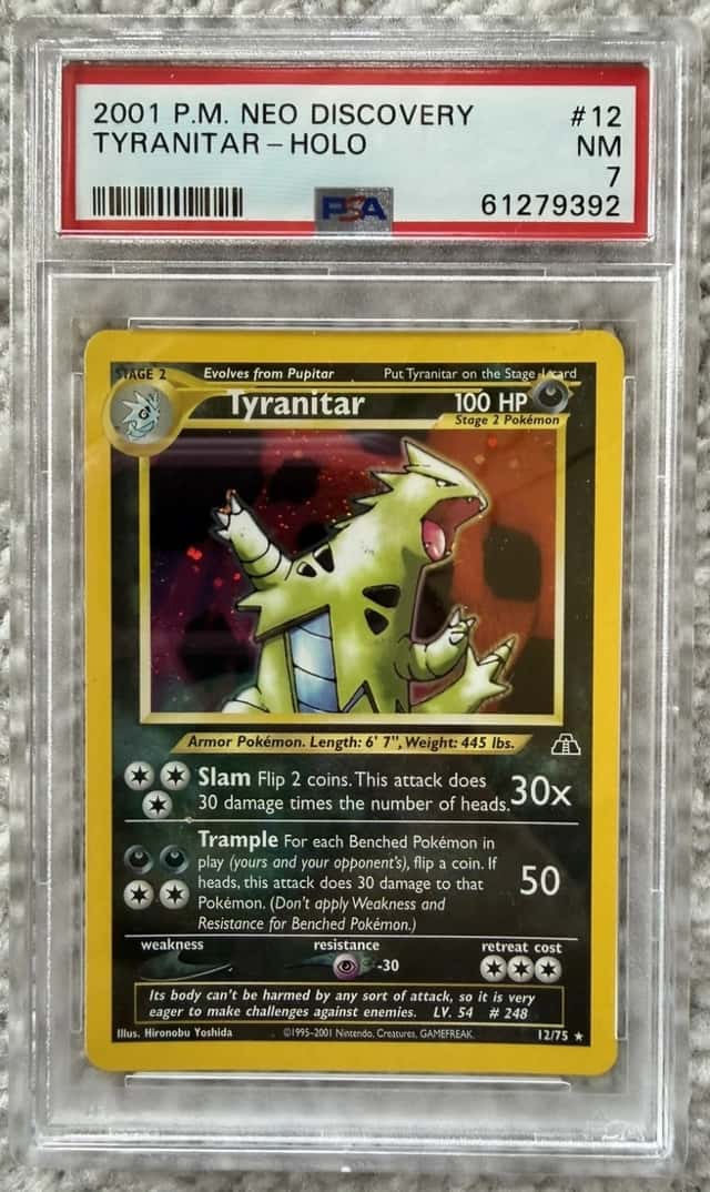 2001 POKEMON NEO DISCOVERY #12 TYRANITAR-HOLO PSA 7
