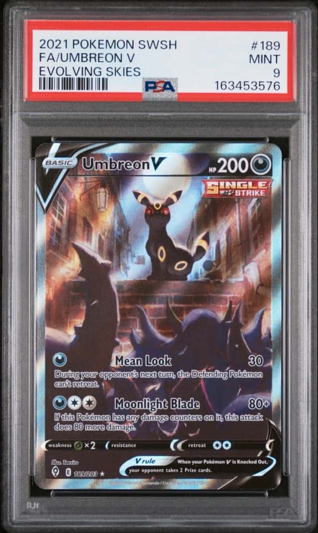 2021 POKEMON SWORD & SHIELD EVOLVING SKIES #189 FULL ART/UMBREON V PSA 9