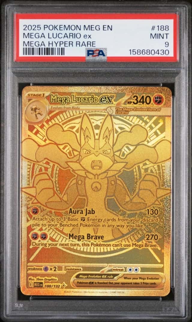 2025 POKEMON MEG EN-MEGA EVOLUTION MEGA HYPER RARE #188 MEGA LUCARIO EX PSA 9