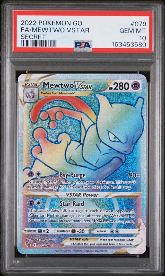 2022 POKEMON GO SECRET #079 FULL ART/MEWTWO VSTAR PSA 10