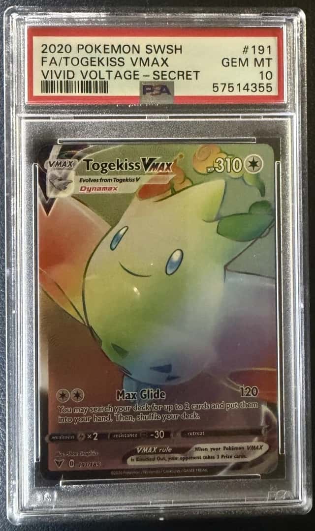 Pokemon TCG PSA 10 2020 Vivid Voltage Togekiss VMAX Secret Rare Holo 191/185