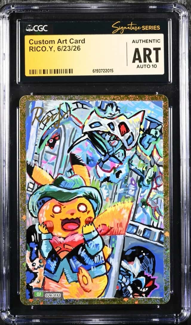 Pokemon 2023 Custom Art Card Ponchu Pikachu Sketch RICO.Y Signed CGC ART AUTO 10