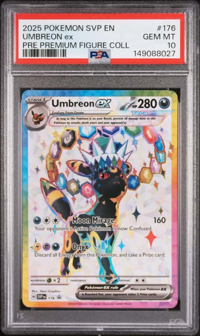 2025 POKEMON PRISMATIC EVOLUTIONS PREMIUM FIGURE COLLECTION UMBREON EX PSA 10