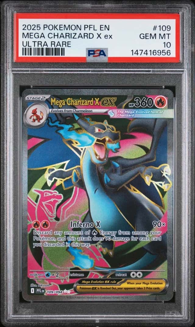 2025 POKEMON PFL EN-PHANTASMAL FLAMES ULTRA RARE #109 MEGA CHARIZARD X EX PSA 10
