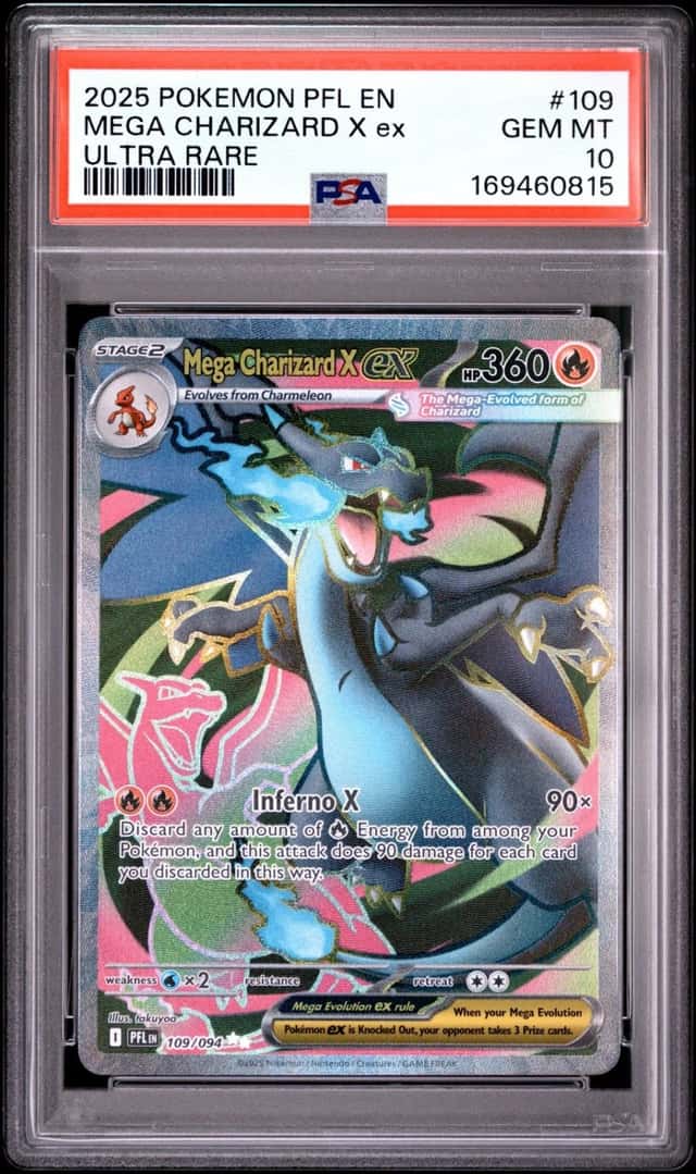 2025 POKEMON PFL EN-PHANTASMAL FLAMES ULTRA RARE #109 MEGA CHARIZARD X EX PSA 10