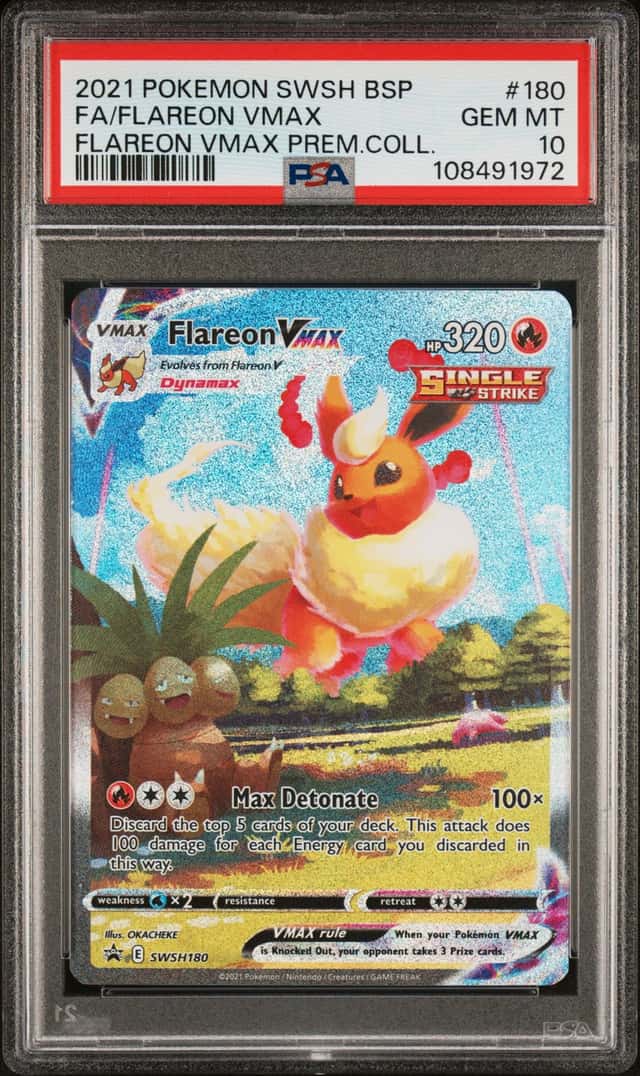 2021 Pokemon SWSH Black Star Promos Flareon VM 2021 #SWSH180 PSA 10 GEM MINT