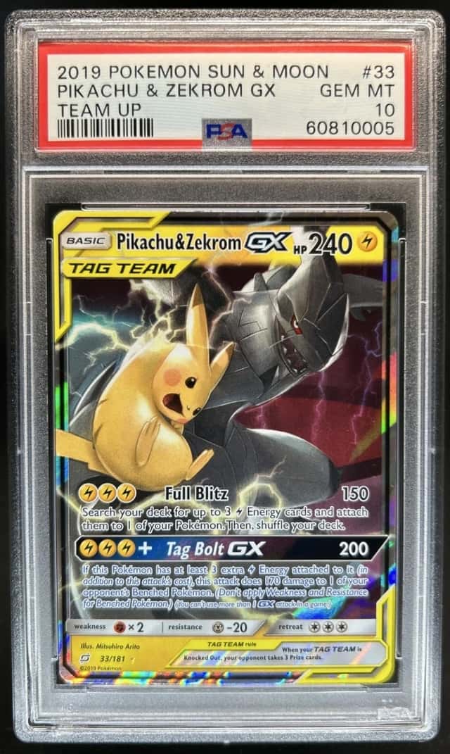 2019 Pokemon Sun & Moon Team Up Pikachu Zekrom Holo #33/181 PSA 10 GEM MINT
