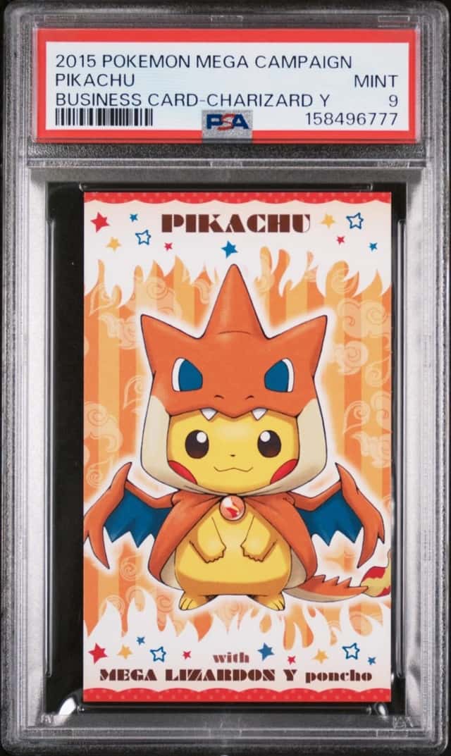2015 POKEMON JPN STRONG CUTE PIKACHU MEGA CAMPAIGN BUSINESS CARDS PIKACHU PSA 9