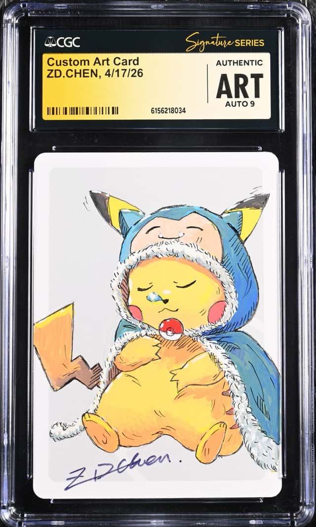 Pokemon CGC AUTH AUTO 9 Custom Art Card Pikachu ZD.CHEN