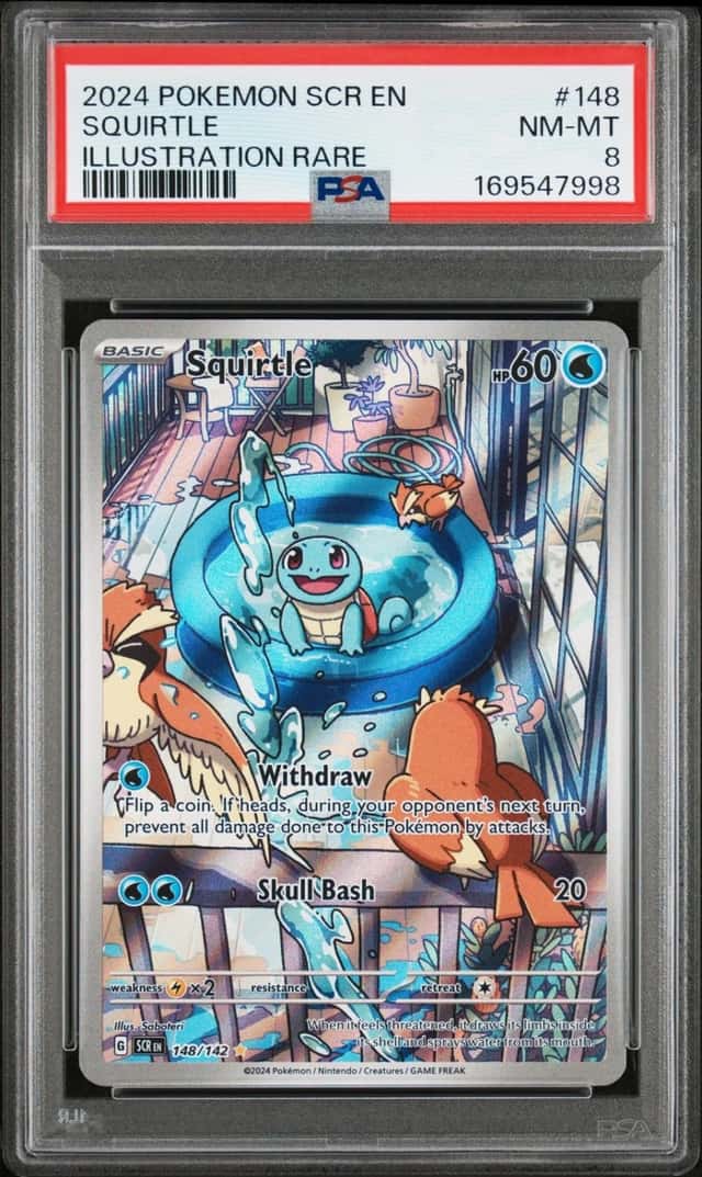 2024 POKEMON SCR EN-STELLAR CROWN ILLUSTRATION RARE #148 SQUIRTLE PSA 8