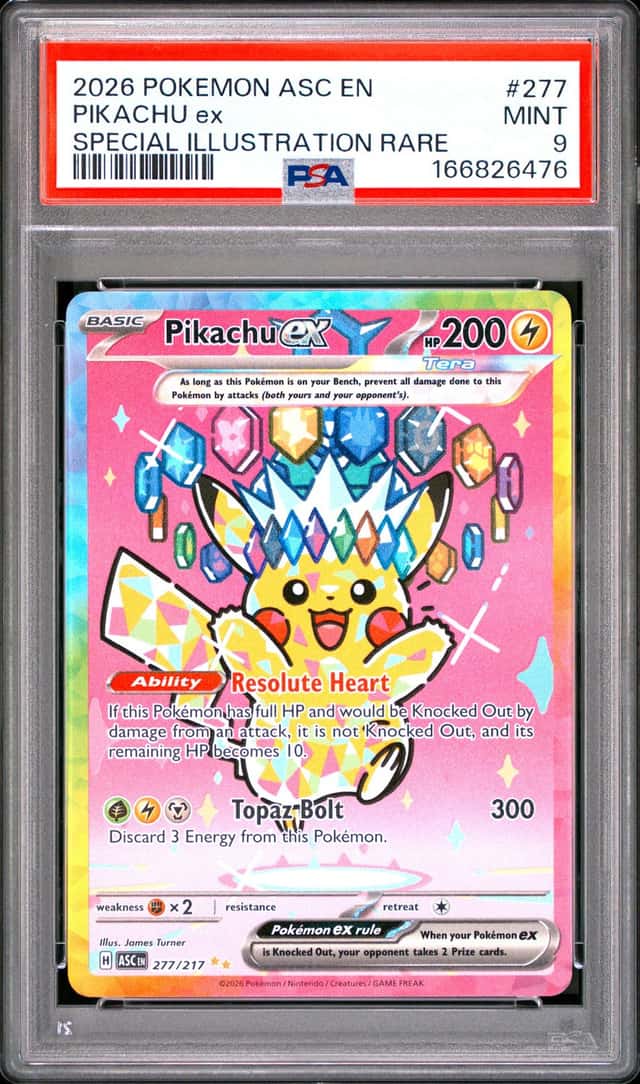 2026 POKEMON ASC EN-ASCENDED HEROES SPECIAL ILLUSTRATION RARE PIKACHU EX PSA 9
