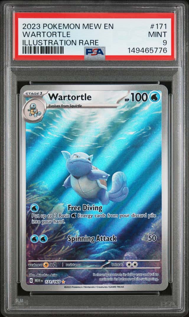 Pokemon Wartortle Illustration Rare Holo Card SV 151 Mew EN (171/165) PSA 9