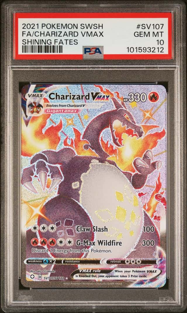 2021 Pokemon SWSH Shining Fates Charizard VMAX Shiny Vault #SV107/SV122 PSA 10