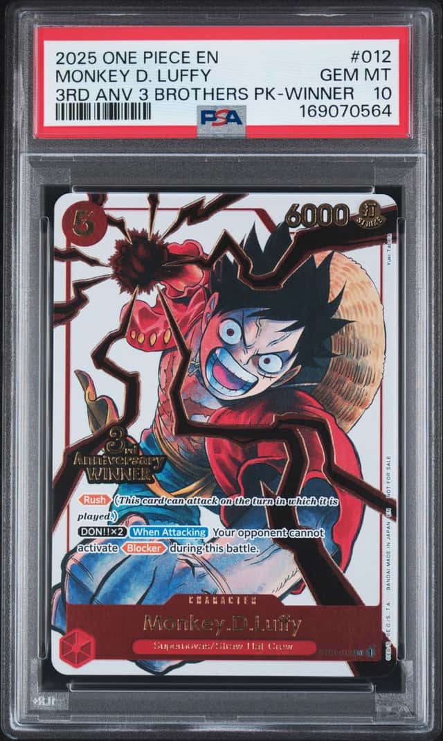 PSA GEM MINT 10 - MONKEY D LUFFY ST01-012 - 3RD ANNIVERSARY WINNER - ONE PIECE