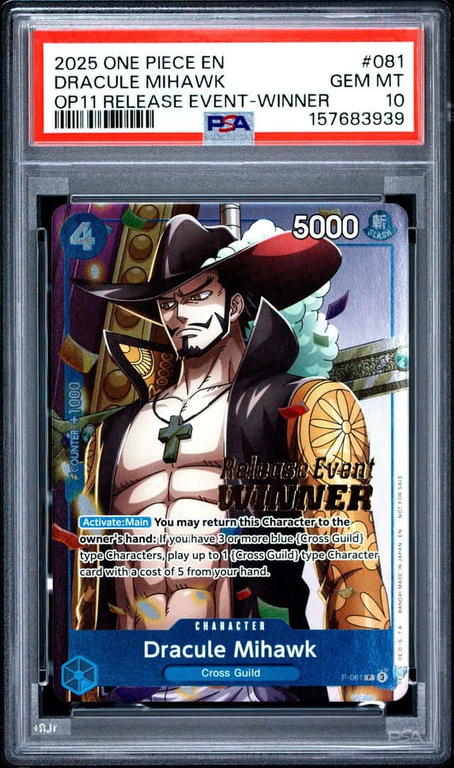 2025 ONE PIECE PROMOS RELEASE EVENT-WINNER #081 DRACULE MIHAWK PSA 10
