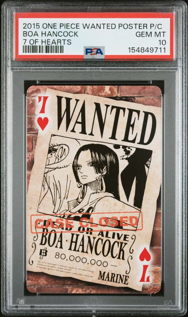 2015 ONE PIECE WANTED POSTER VERSION PLAYING CARD 7 OF HEARTS BOA HANCOCK PSA 10