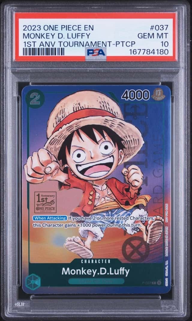 2023 ONE PIECE 1ST ANNIVERSARY TOURNAMENT #037 MONKEY D. LUFFY PSA 10
