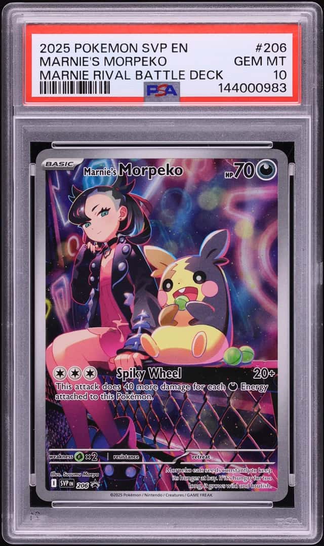 2025 Pokemon Scarlet & Violet Promo Rival Battle Deck Full Art Marnie's Morpeko #206 PSA 10 GEM
