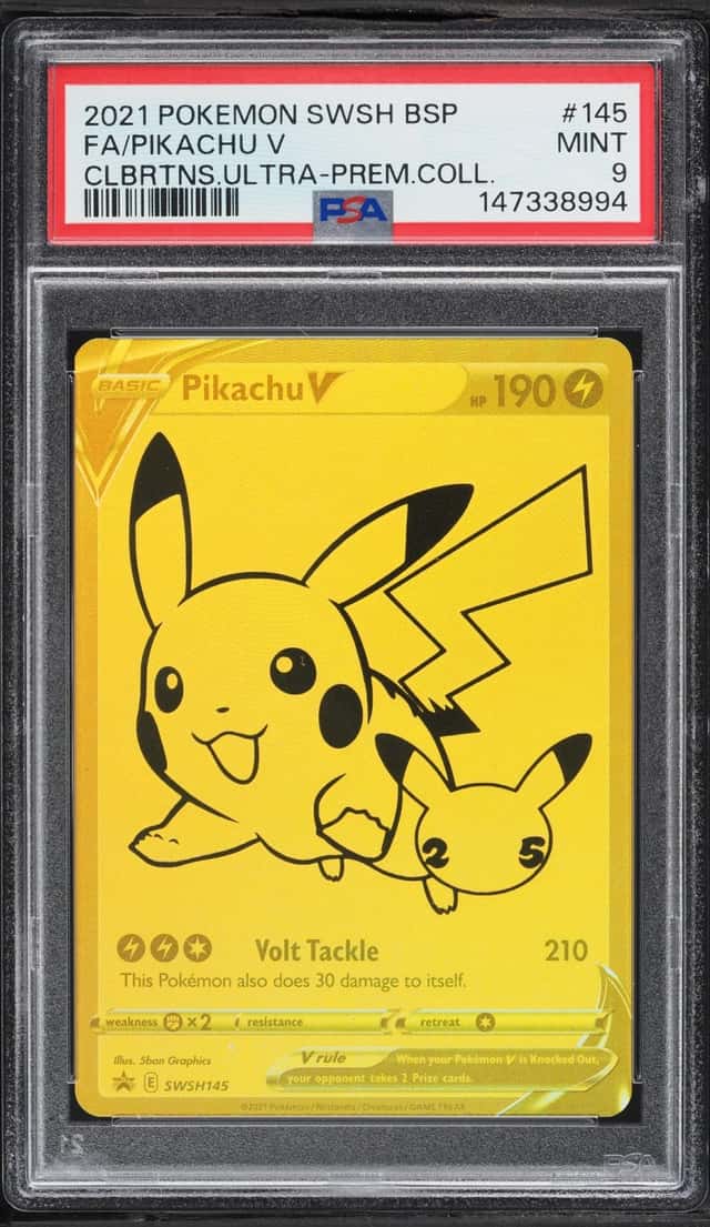 2021 Pokemon SWSH Promo Celebrations Ultra Premium Full Art Pikachu V #SWSH145 PSA 9 MINT