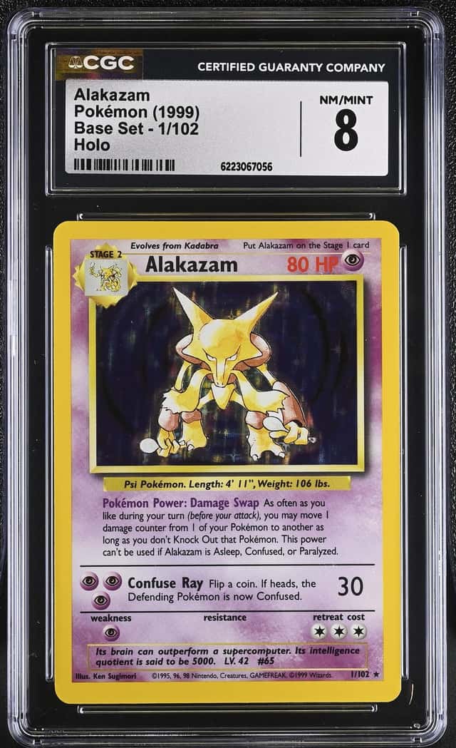 1999 Pokemon Base Set Holo Alakazam #1 CGC 8 NM-MT