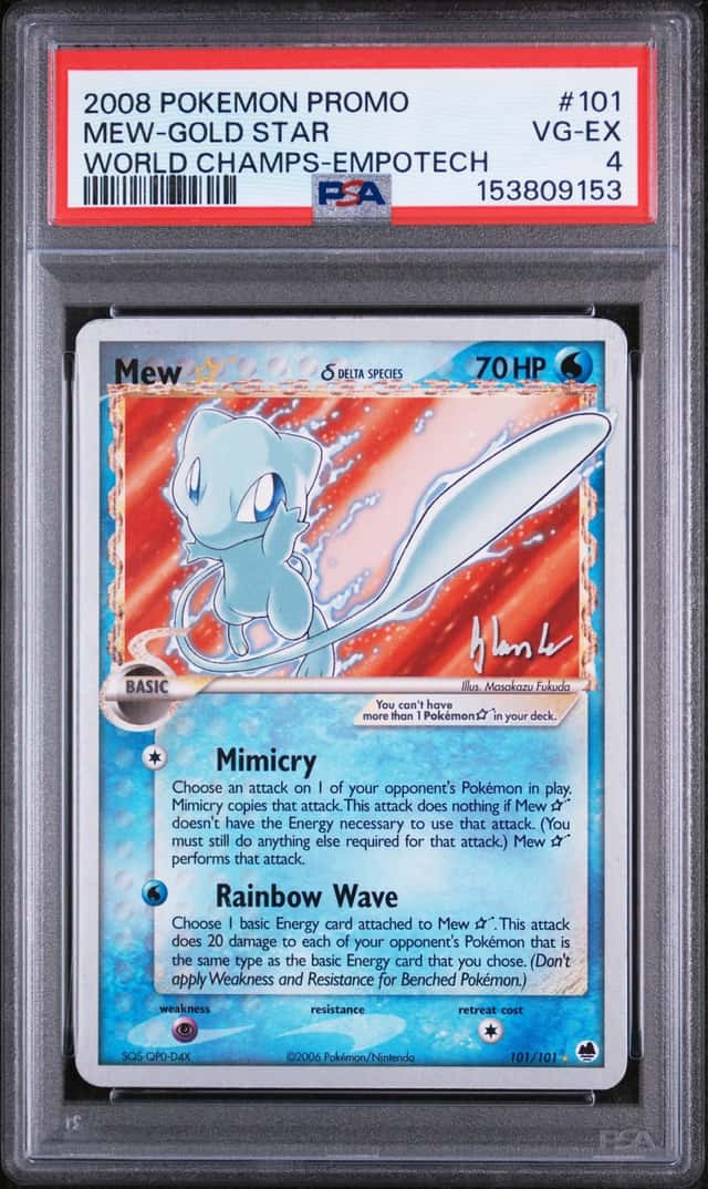 2008 POKEMON WORLD CHAMPIONSHIPS EMPOTECH PROMO #101/101 MEW GOLD STAR PSA 4
