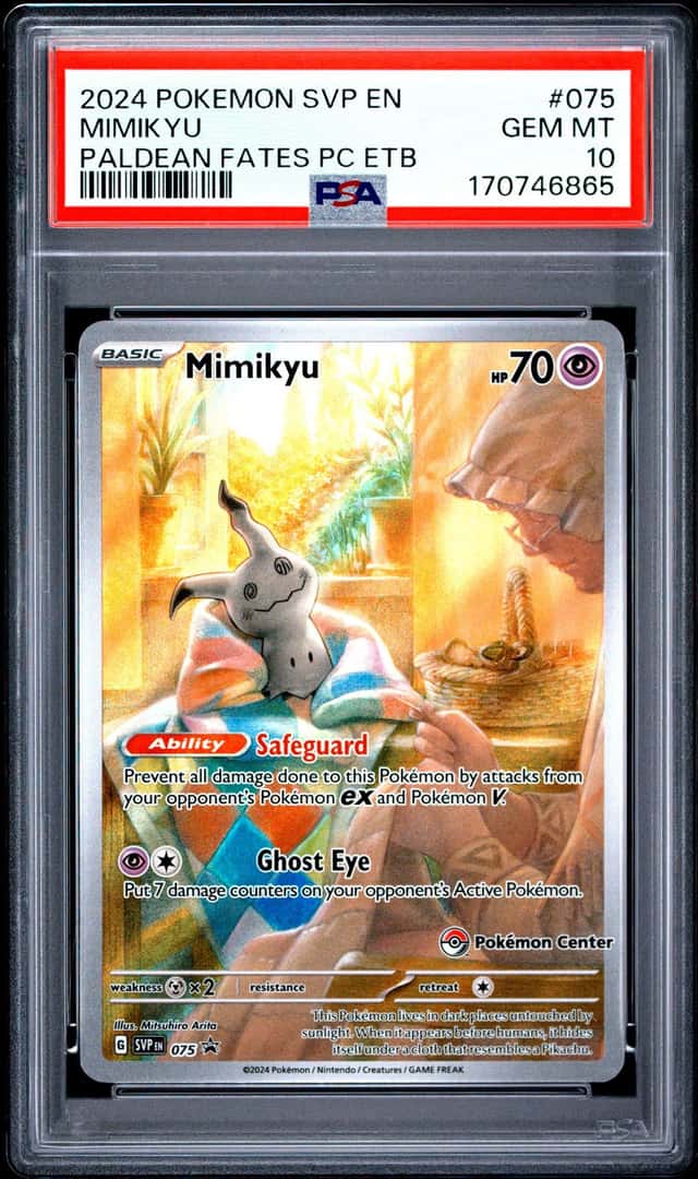 Paldean Fates Mimikyu 075 Pokemon Center Exclusive Promo PSA 10