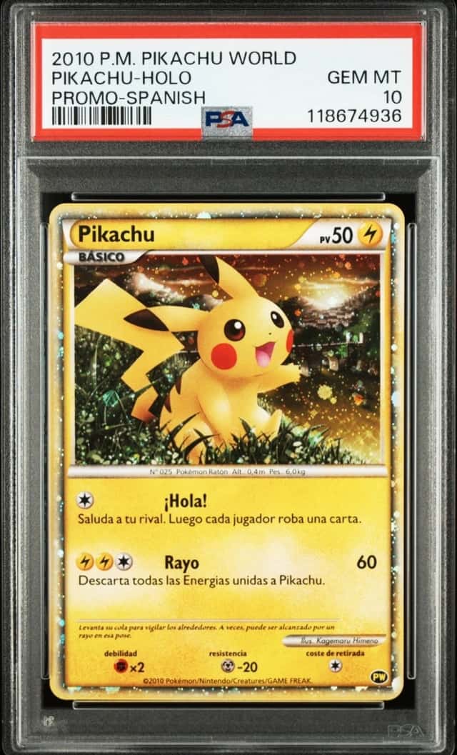 Pokemon Spanish Pikachu World Coll Promo PSA 10