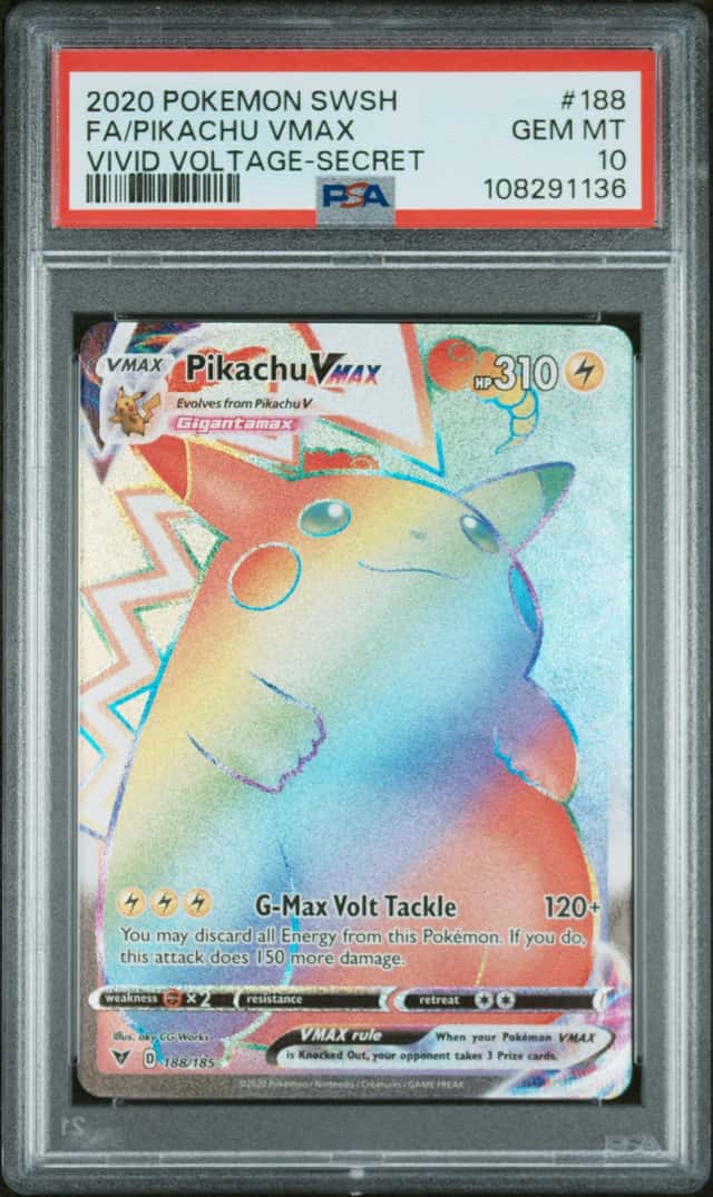 PSA 10 ⚡️ Pikachu VMAX Rainbow Rare 188/185 Vivid Voltage 2020 Pokemon GEM MINT