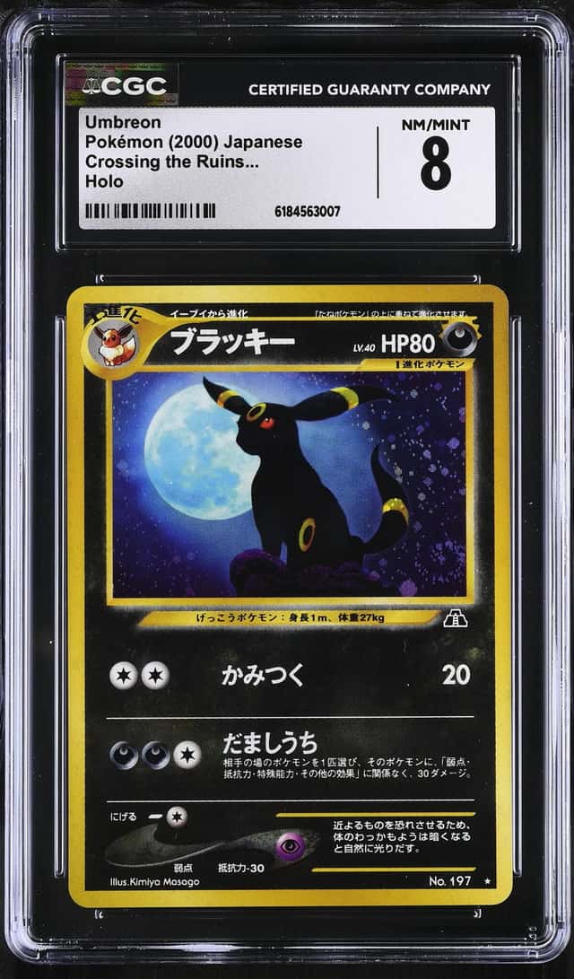 POKEMON CO. UMBREON 2000 CROSSING THE RUINS HOLO RARE #197 80 HP CGC 8