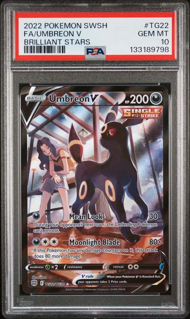 2022 Pokemon SWSH Brilliant Stars Umbreon V Trainer Gallery #TG22/TG30 PSA 10