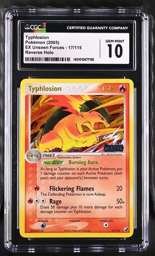 Typhlosion EX Unseen Forces Stamped 17/115 Reverse Holo CGC 10 Gem Mint