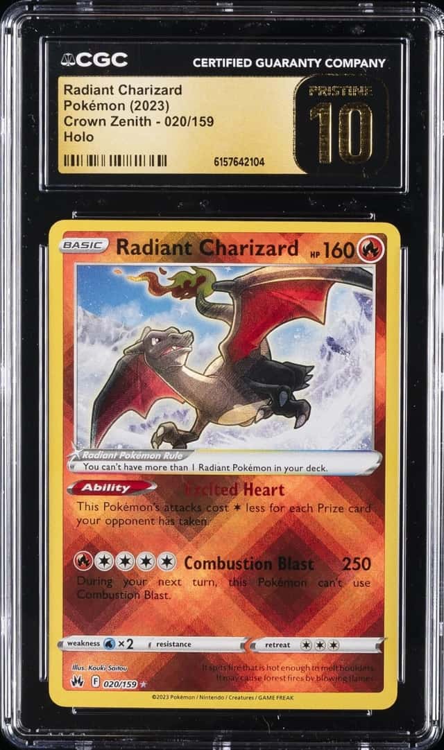 2023 POKEMON CROWN ZENITH #020 RADIANT CHARIZARD CGC 10 PRISTINE