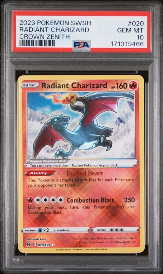 2023 POKEMON SWORD & SHIELD CROWN ZENITH #020 RADIANT CHARIZARD PSA 10
