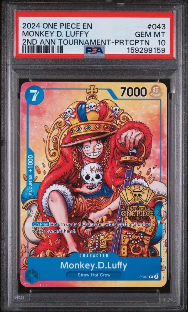 2024 ONE PIECE 2ND ANNIVERSARY TOURNAMENT #043 MONKEY D. LUFFY PSA 10