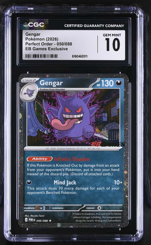 CGC 10 GEM MINT Gengar HOLO 050/088 EB Games STAMPED PROMO Perfect Order Pokemon