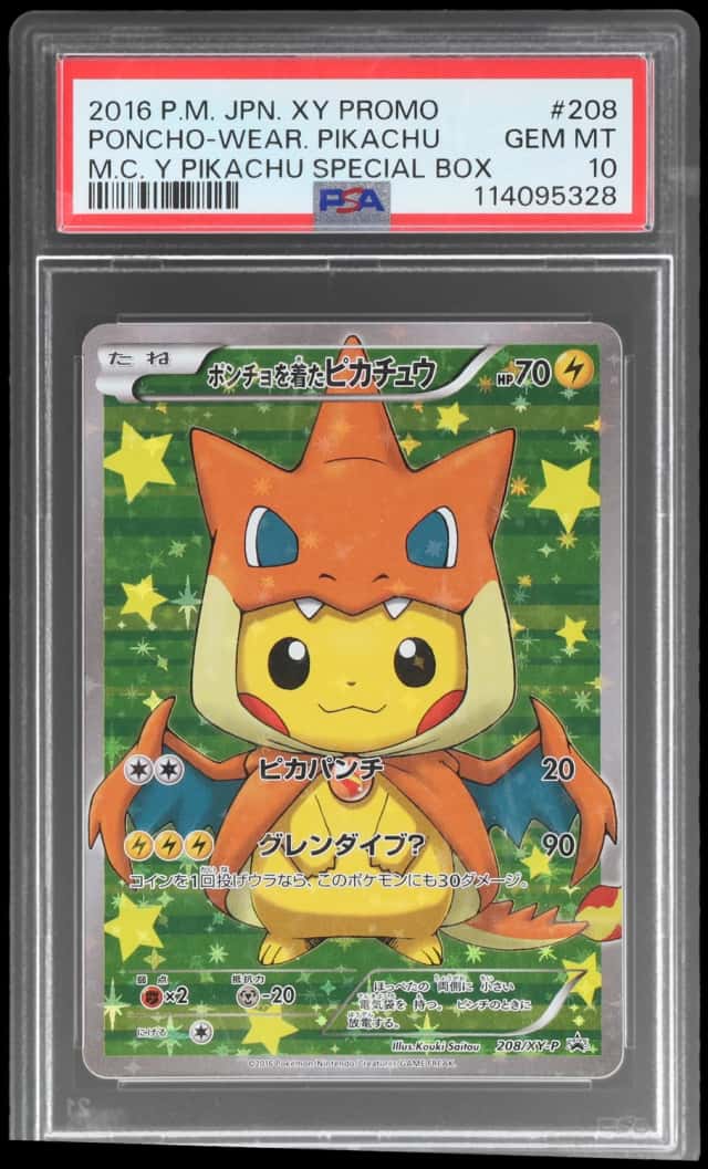 2016 Pokemon XY Promo Mega Charizard Y Special Box Japanese Poncho Wearing Pikachu #208