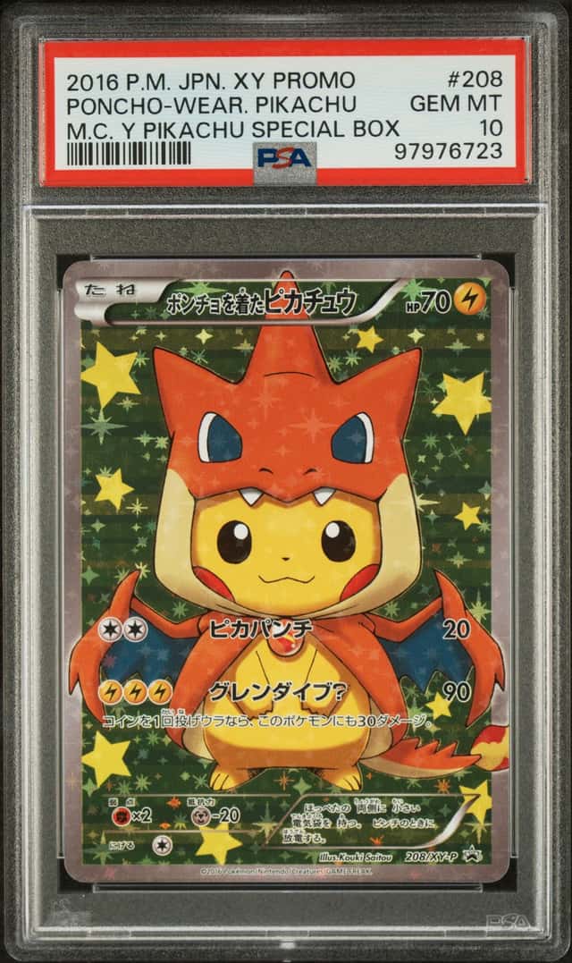 2016 Pokemon XY Promo Mega Charizard Y Special Box Japanese Poncho Wearing Pikachu #208