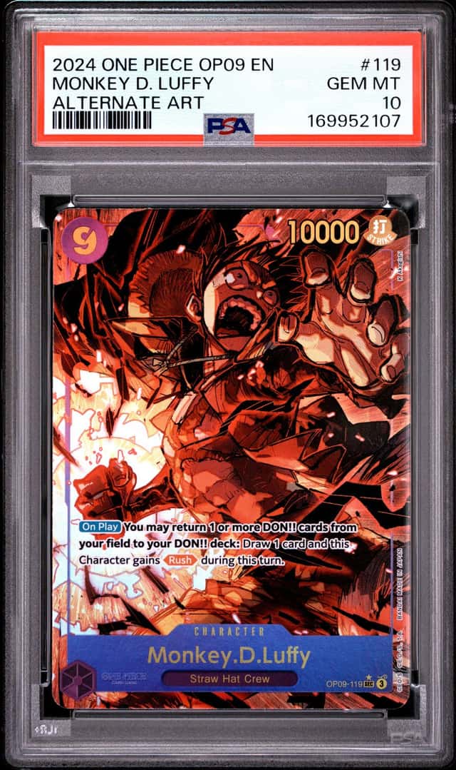 2024 ONE PIECE OP09-EMPERORS IN THE NEW WORLD ALT ART MONKEY D. LUFFY PSA 10