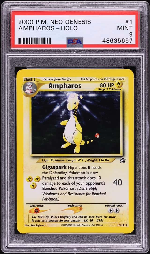 2000 Pokemon Neo Genesis Holo Ampharos #1 PSA 9 MINT