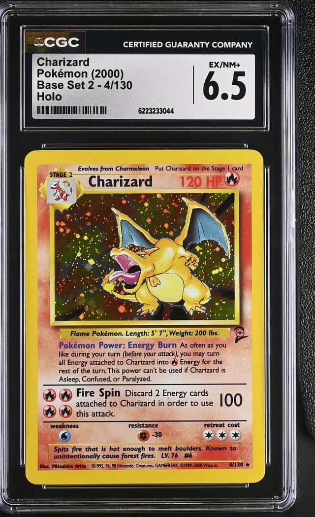 2000 Pokemon Base Set 2 Holo Charizard #4 CGC 6.5 EXMT+