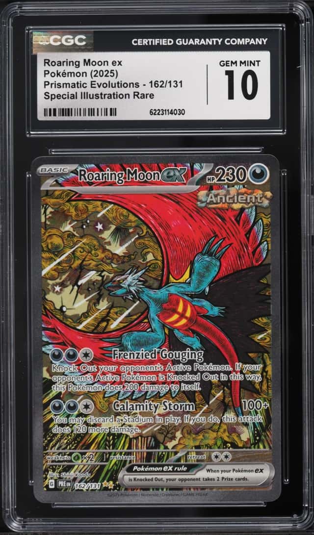 2025 Pokemon Scarlet & Violet Prismatic Evolutions SIR Roaring Moon Ex #162 CGC 10 GEM MINT