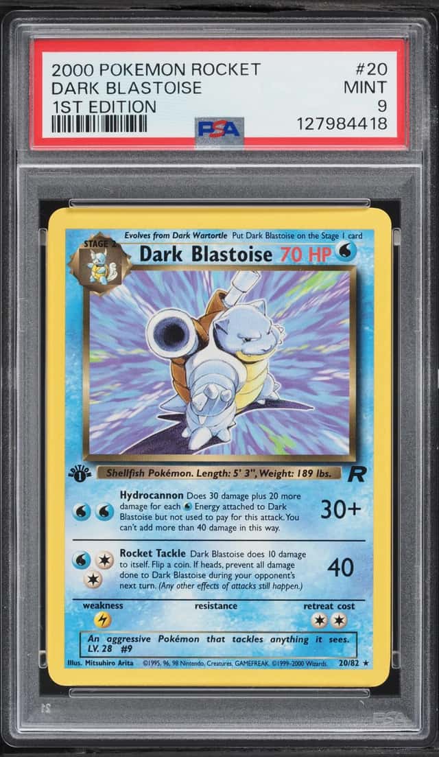2000 Pokemon Team Rocket 1st Edition Dark Blastoise #20 PSA 9 MINT