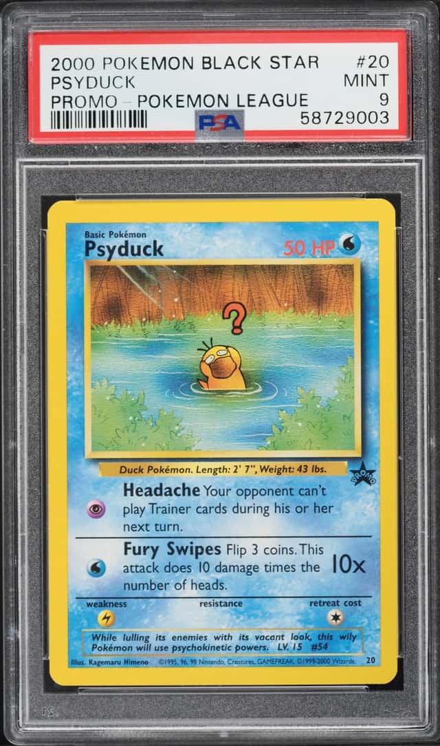 2000 Pokemon League Black Star Promo Psyduck #20 PSA 9 MINT