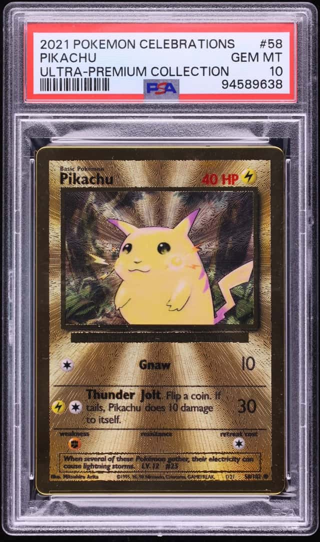 2021 Pokemon SWSH Celebrations Ultra Premium Collection Gold Metal Pikachu #58 PSA 10 GEM MINT