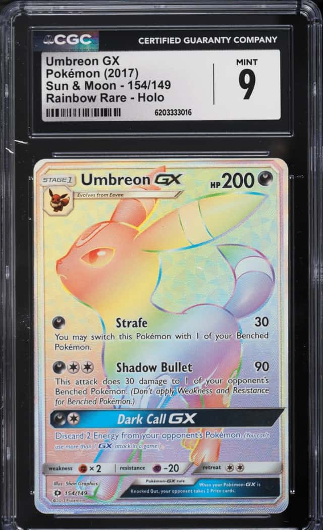 2017 Pokemon Sun & Moon Rainbow Rare Umbreon GX #154 CGC 9 MINT