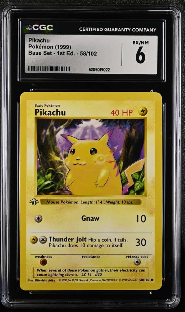 1999 Pokemon Base Set Shadowless 1st Edition Pikachu #58 CGC 6 EXMT