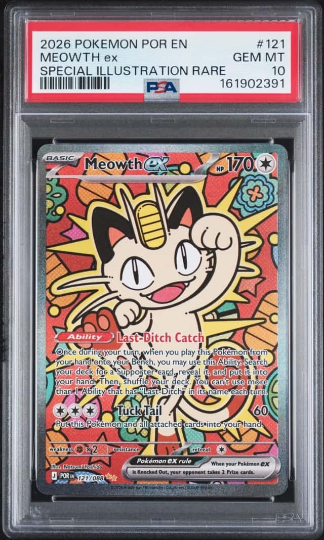 2026 POKEMON POR EN-PERFECT ORDER SPECIAL ILLUSTRATION RARE MEOWTH EX PSA 10